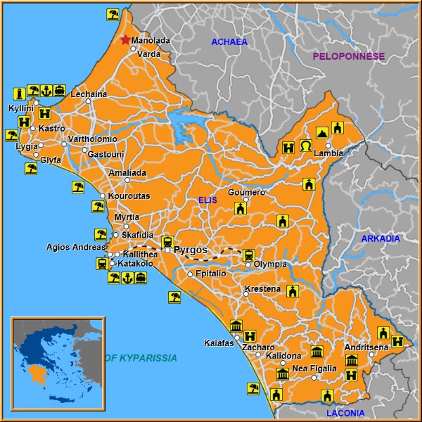 Map of Manolada Map