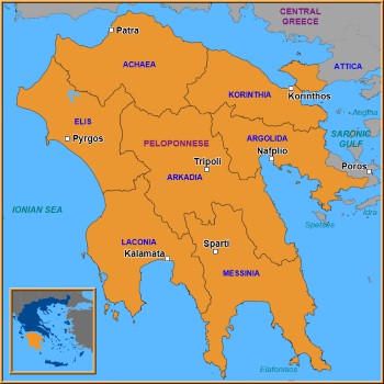 Map of Peloponnese Map