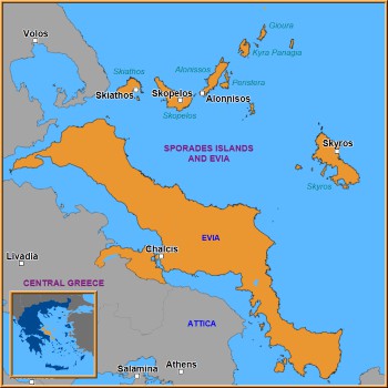 Map of Sporades Islands and Evia Map