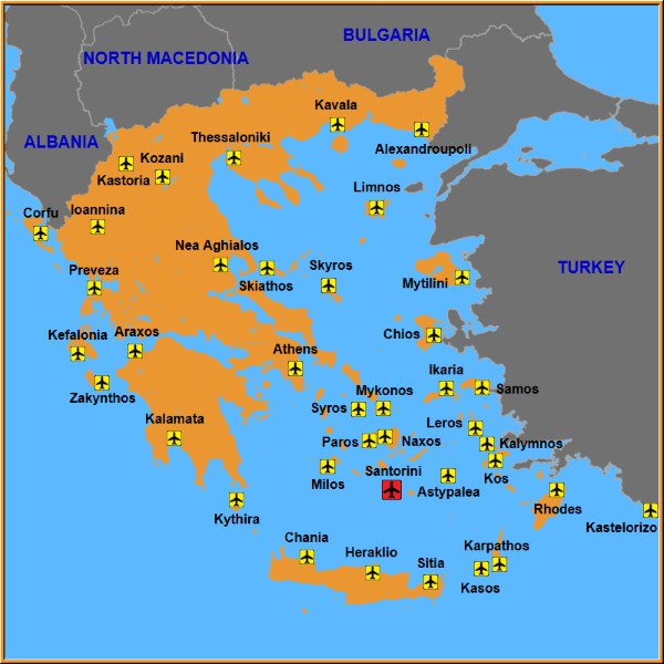 Map of Santorini National Airport
