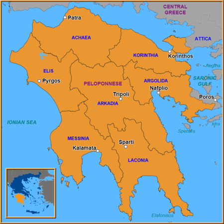 Map of Peloponnese Map